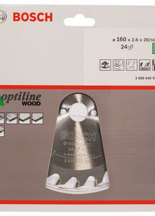 BOSCH Lame pour scie circulaire Optiline Wood D. ext. 160 mm nombre de dents 24 WZ ( 4000815427 )