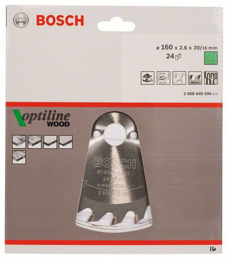 Hoja de sierra circular BOSCH Optiline Wood diámetro exterior 160 mm número de dientes 24 WZ (4000815427)