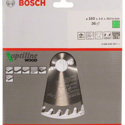 BOSCH circular saw blade Optiline Wood Outer Ø 160 mm Number of teeth 36 WZ ( 4000815437 )