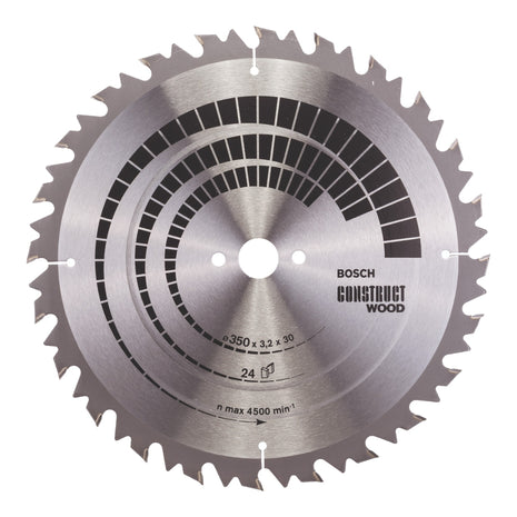 Hoja de sierra circular Bosch Professional Construct Wood (2 608 640 702) 350 x 30 x 3,2 mm 24 dientes para madera