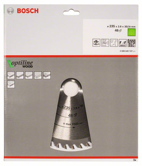 Lama circolare BOSCH Optiline Wood Ø esterno 235 mm Numero di denti 48 WZ ( 8000342011 )