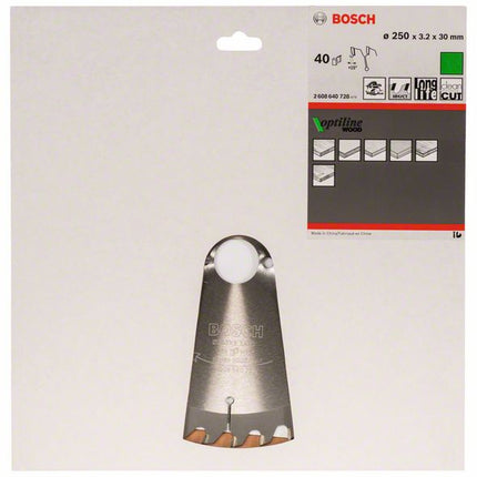 BOSCH Piła tarczowa Optiline Wood Ø zewnętrzna 250 mm Ilość zębów 40 WZ ( 4000815445 )