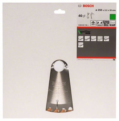 BOSCH Kreissägeblatt Optiline Wood Außen-Ø 250 mm Zähnezahl 40 WZ ( 4000815445 )