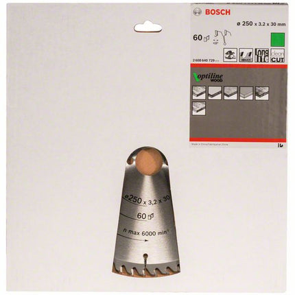 BOSCH Piła tarczowa Optiline Wood Ø zewnętrzna 250 mm Ilość zębów 60 WZ ( 4000815447 )