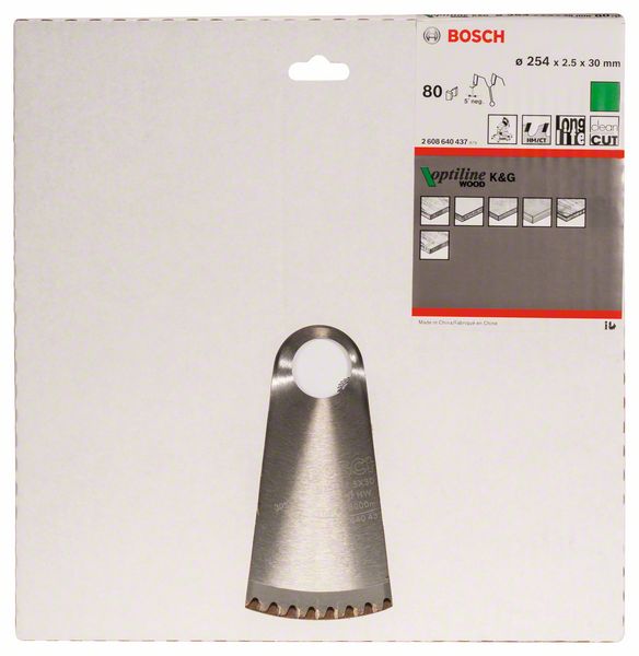 BOSCH circular saw blade Optiline Wood Outer Ø 254 mm Number of teeth 80 WZ/N ( 8000342016 )