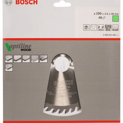 Lama circolare BOSCH Optiline Wood Ø esterno 190 mm Numero di denti 48 WZ ( 4000815430 )