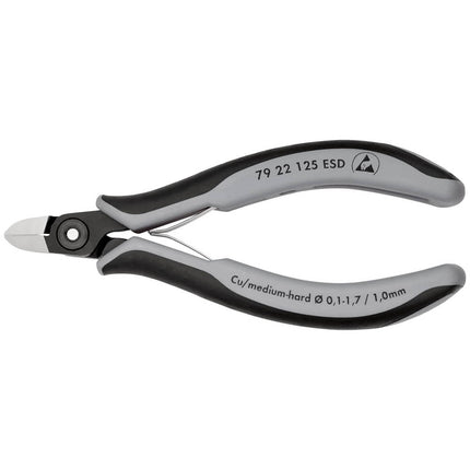 Fresas diagonales KNIPEX para electrónica de precisión longitud 125 mm forma 2 ( 4000810830 )