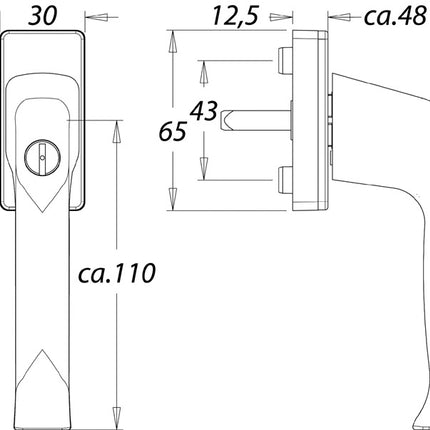 EDI Poignée de fenêtre 1003/2035 Aluminium F9016 / blanc trafic ( 3000261192 )