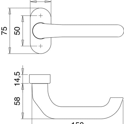EDI Pièce de perçage de poignée anti-feu 1300/2133 Aluminium F12 ( 3000200044 )