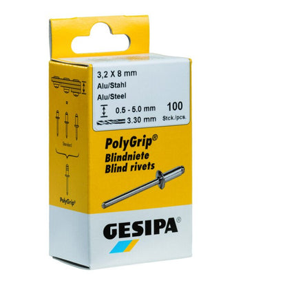 Remache ciego GESIPA Vástago de remache PolyGrip(R) d x l 4,8 x 10 mm ( 4000813769 )