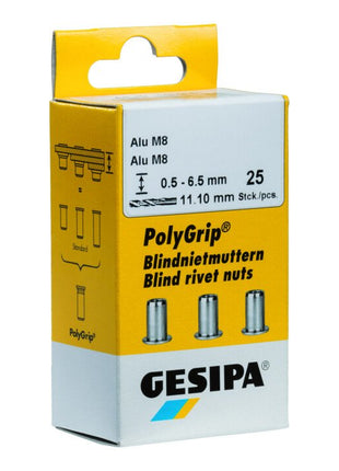 GESIPA blind rivet nut PolyGrip(R) rivet shank d x l 11 x 20 mm M8 ( 4000813824 )