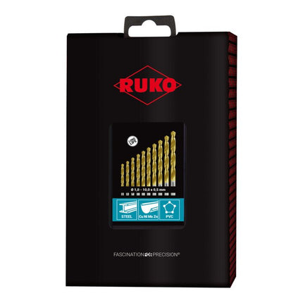 Set di punte elicoidali RUKO DIN 338 tipo N Ø nominale 1-10x0,5 mm ( 4000600883 )