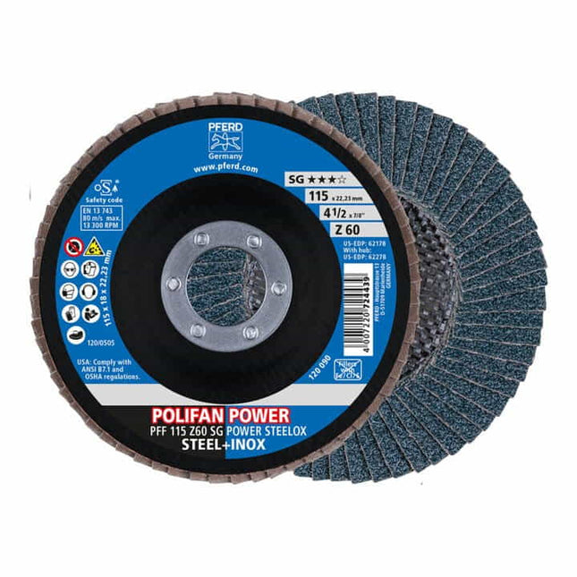PFERD flap disc POLIFAN Z SG POWER STEELOX Ø 125 mm grain size 60 ( 4000842587 )
