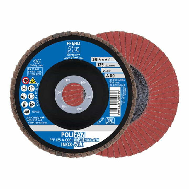 PFERD Fächerscheibe POLIFAN A-COOL SG INOX+ALU Ø 125 mm Körnung 60 flach ( 8000429953 )