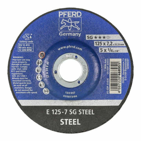 Disco abrasivo PFERD SG STEEL D125xS7.2mm (4000842705)