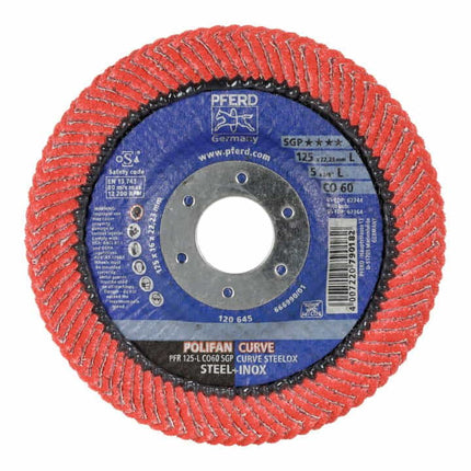 PFERD flap disc POLIFAN CO SGP CURVE STEELOX Ø 125 mm grain size 60 CURVE ( 4000842359 )