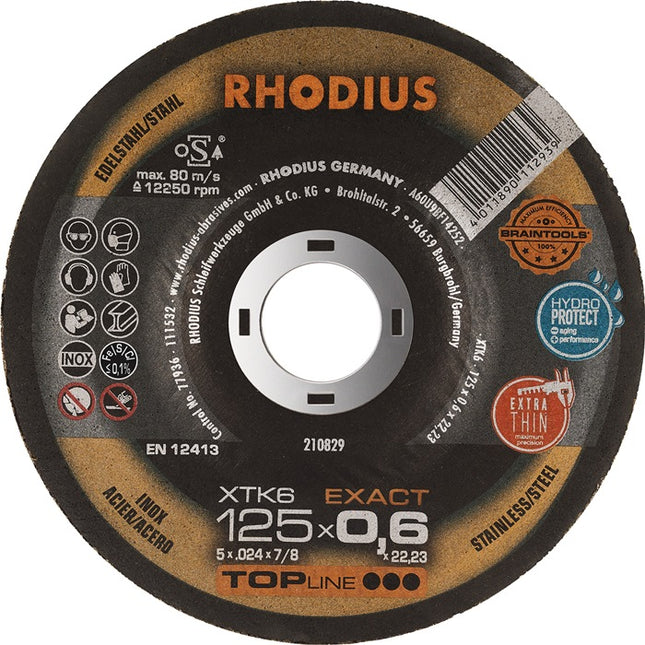 Disco de corte RHODIUS XTK6 EXACT D115x0.6mm recto ( 4000843181 )