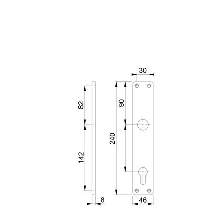 HOPPE coppia di piastre lunghe 202H F1 / F1 naturale ( 3000252154 )
