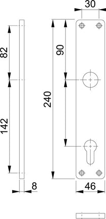 HOPPE long plate pair 202H F2 / nickel silver coloured F2 ( 3000252152 )