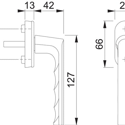 HOPPE Fenstergriff Hamburg 0700L/U26 Aluminium F1 Aluminium silberfarben ( 3000203151 )