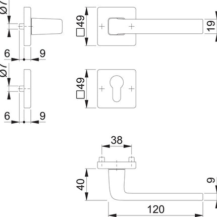 HOPPE Rosettengarnitur Dublin 1124 / 843KV/843KVS Aluminium F1 ( 3000203136 )
