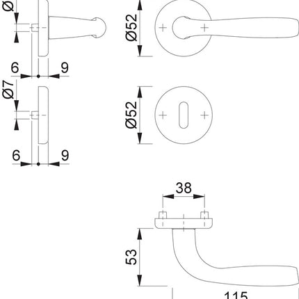 HOPPE rose set Maribor 1766 / 17KV/17KVS Aluminium F1 ( 3000203144 )