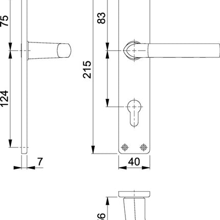 HOPPE long plate set Birmingham 1117/202SP Aluminium F1 ( 3000252986 )