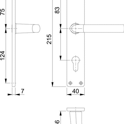 Juego de platos largos HOPPE Birmingham 1117/202SP aluminio F2 ( 3000252989 )
