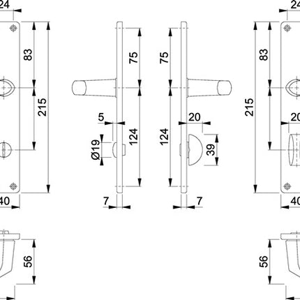 HOPPE Langschildgarnitur Birmingham 1117/202SP Aluminium F1 ( 3000252987 )