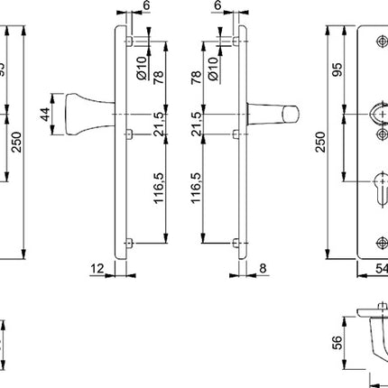 HOPPE Mobiliario de seguridad Birmingham 78G/2221A/2440/1117 Aluminio F1 ( 3000220073 )