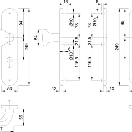 HOPPE Security furniture E86G/3331/3310 Stainless steel F69 ( 3000209778 )