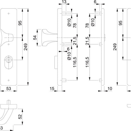 Meble ochronne HOPPE E61G/2222ZA/2210 Stal nierdzewna F69 ( 3000209796 )