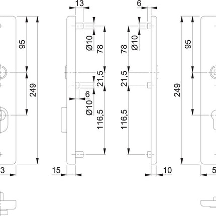 HOPPE long plate pair E2222ZA/2210 matt F69 ( 3000209809 )