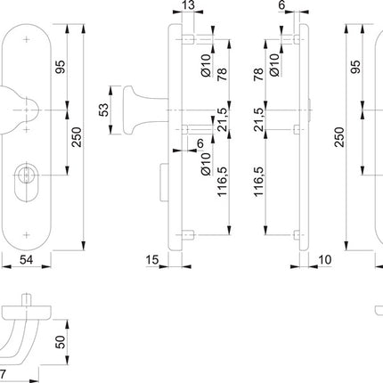 HOPPE Schutzgarnitur 86G/3332ZA/3310 Aluminium F1 ( 3000209785 )