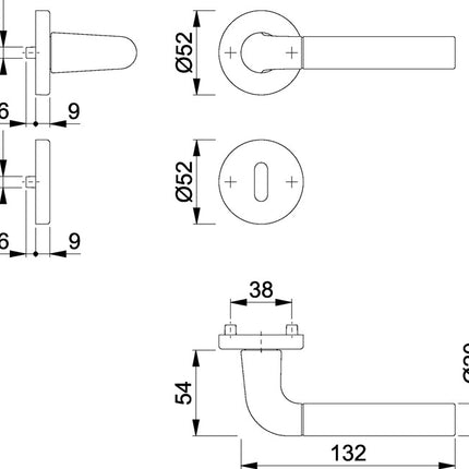 HOPPE Rosettengarnitur Bremen 1505/42KV/42KVS Aluminium F49/F9-2 ( 3000220010 )