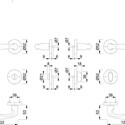 HOPPE rose set Verona M151/42KV/42KVS brass F71 ( 3000253734 )