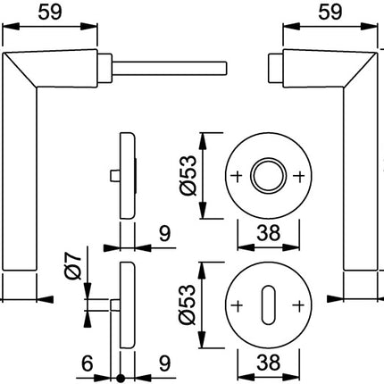 HOPPE coppia di maniglie a leva Amsterdam 1400 Alluminio F1 ( 3000252095 )