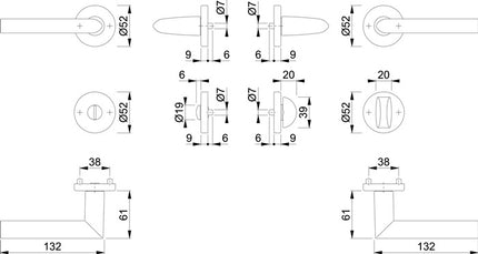 HOPPE Set di rosette Stockholm 1140/42KV/42KVS Alluminio F1 ( 3000252245 )