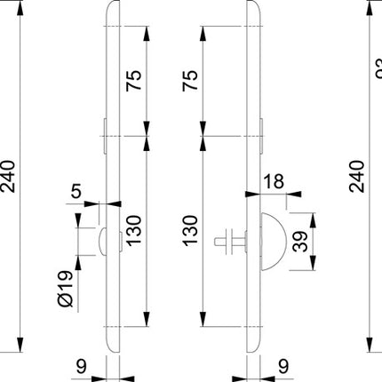 HOPPE long plate pair 273P F1 / natural coloured F1 ( 3000252678 )