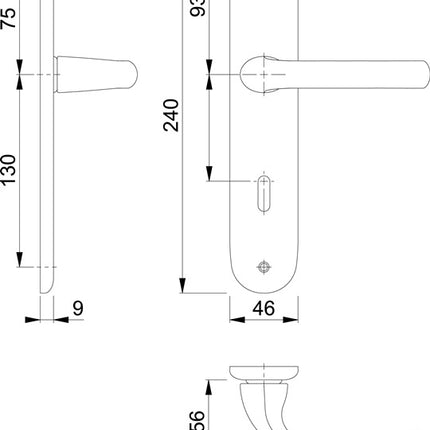 HOPPE Langschildgarnitur Tôkyô 1710/273P Aluminium F1 ( 3000252576 )