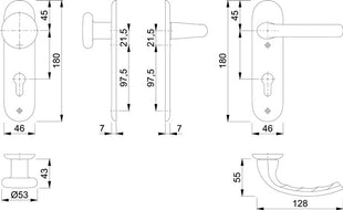 HOPPE Short escutcheon set Tôkyô 53/273KP/1710 Aluminium F1 ( 3000252602 )