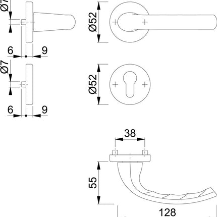 HOPPE Escutcheon set Tôkyô 1710 / 42KV / 42KVS Aluminium F1 ( 3000252592 )