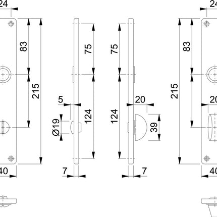 HOPPE long plate pair 202SP F2 / nickel silver coloured F2 ( 3000252129 )