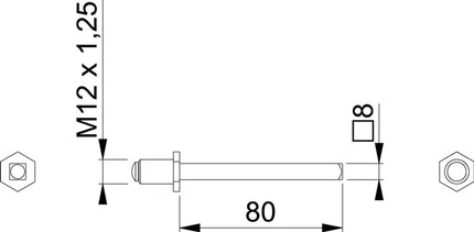 HOPPE Vierkantstift FDW-Vollstift/Schnellstift Vierkant 8 x 80 mm ( 3311003024 )