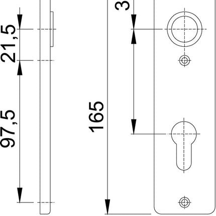 HOPPE coppia piastra posteriore corta 202KP alluminio F1 ( 3000252138 )