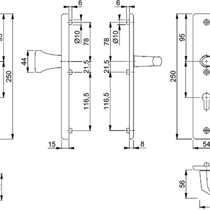 HOPPE Security furniture Birmingham 78G/2222A/2440/1117 Aluminium F4 ( 3000220060 )