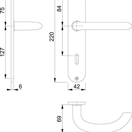 HOPPE long escutcheon set Marseille E1138Z/302 stainless steel F69 ( 3000252285 )