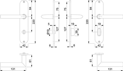 HOPPE long escutcheon set Stockholm E1140Z/302 stainless steel F69 ( 3000252145 )