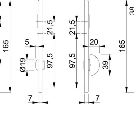 HOPPE Paire de plaques courtes 202KP aluminium F2 ( 3000252026 )