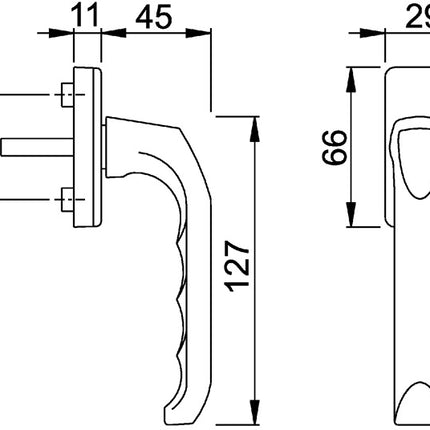 Klamka okienna HOPPE London 013/U34 aluminium F1 / kolor naturalny ( 3360003013 )
